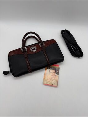 Brighton Black and Dark Brown Heart Accent Wallet/Satchel